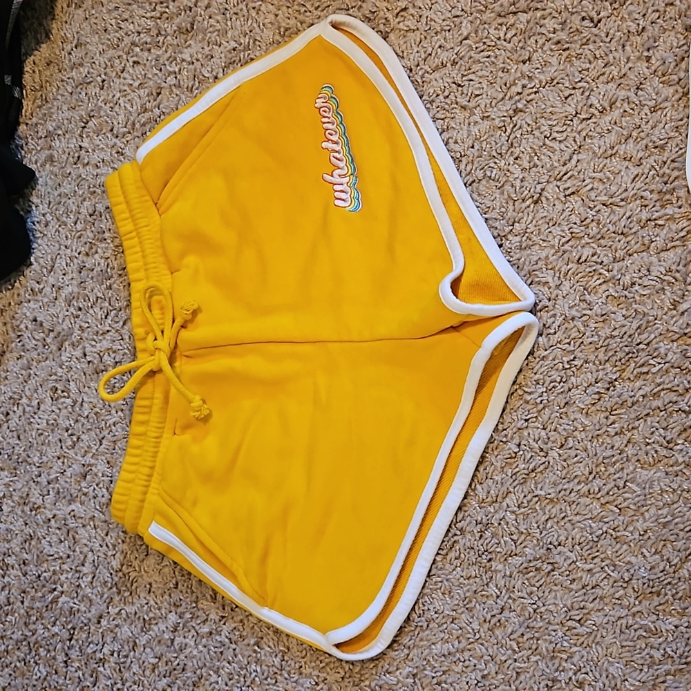 Forever21 "whatever" Mustard Yellow Dolphin Shorts